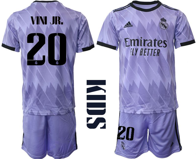 Youth 2022-2023 Club Real Madrid away purple 20 Soccer Jersey